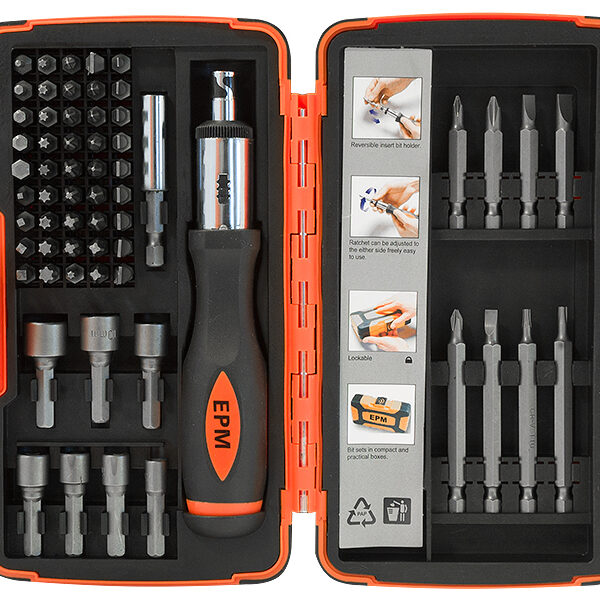 ZESTAW BITÓW Z GRZECHOTKĄ 62 SZTUK