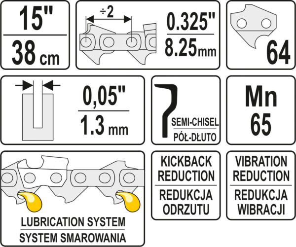 ŁAŃCUCH TNĄCY DO PILARKI 15'' .325 1.3MM 64Z - obrazek 2