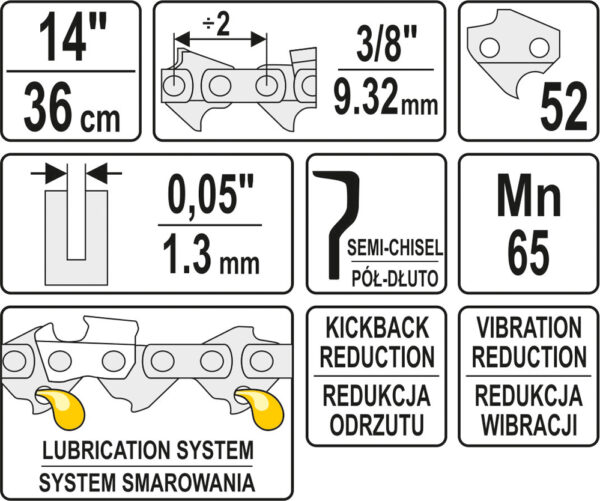 ŁAŃCUCH TNĄCY DO PILARKI 14'' 3/8'  1.3MM 52Z - obrazek 2