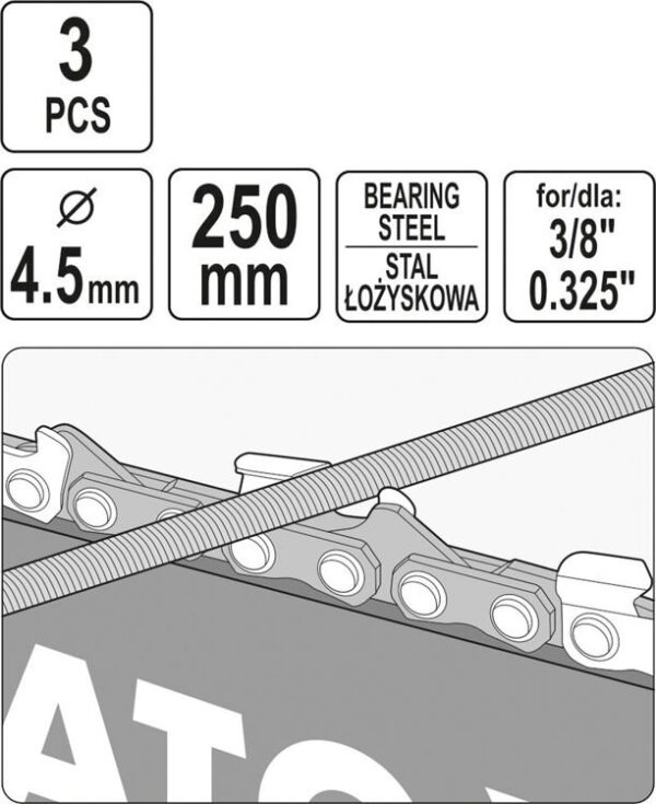 PILNIK OKRĄGŁY DO ŁAŃCUCHÓW 4.5MM 3 SZT. - obrazek 2