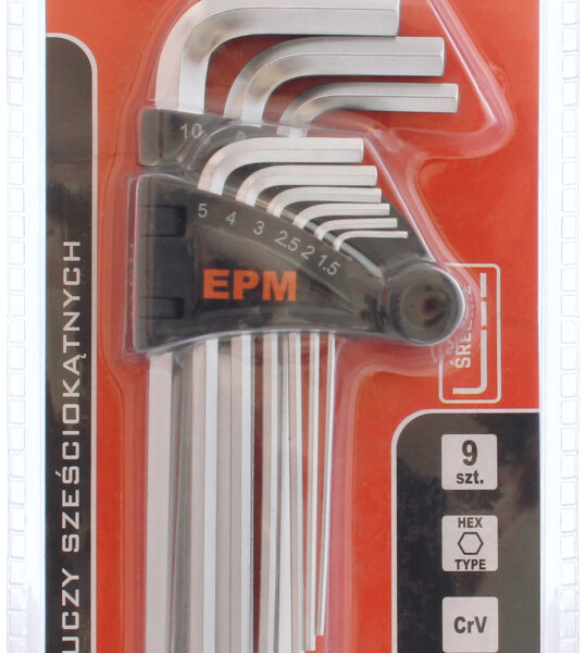 KOMPLET KLUCZY IMBUSOWY ''HEX'' TYP L 9SZT ŚREDNIE