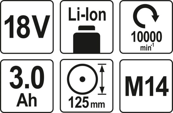 SZLIFIERKA KĄTOWA 125MM 18V 2X3AH - obrazek 3