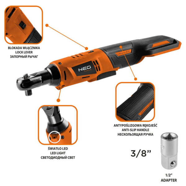 GRZECHOTKA AKUM. ENERGY+ 18V,LI-LON,3/8”', BEZ AKUM.+ADAPTER - obrazek 2