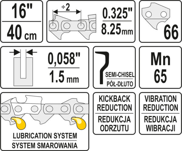 ŁAŃCUCH TNĄCY DO PILARKI 16'' .325 1.5MM 66Z - obrazek 2