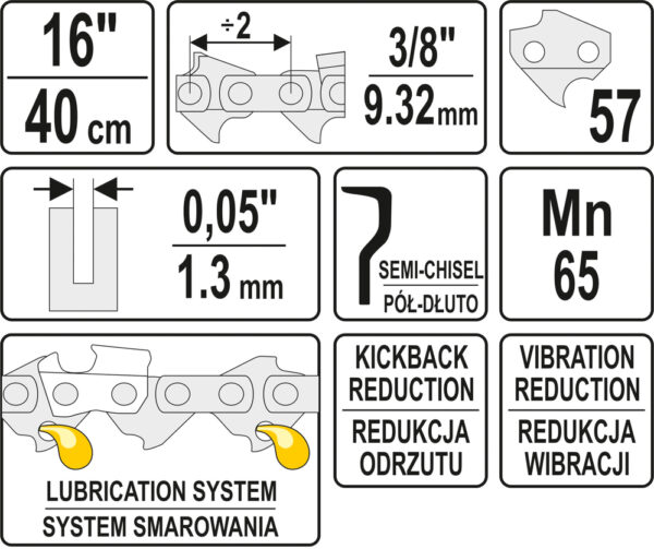 ŁAŃCUCH TNĄCY DO PILARKI 16'' 3/8'  1.3MM 57Z - obrazek 2